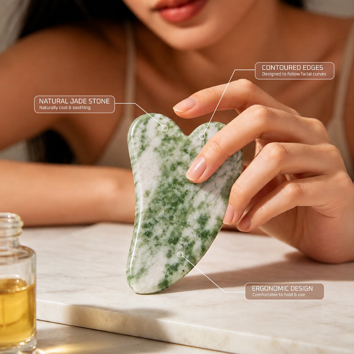 Jade Gua Sha Facial Massage Tool for Face & Body