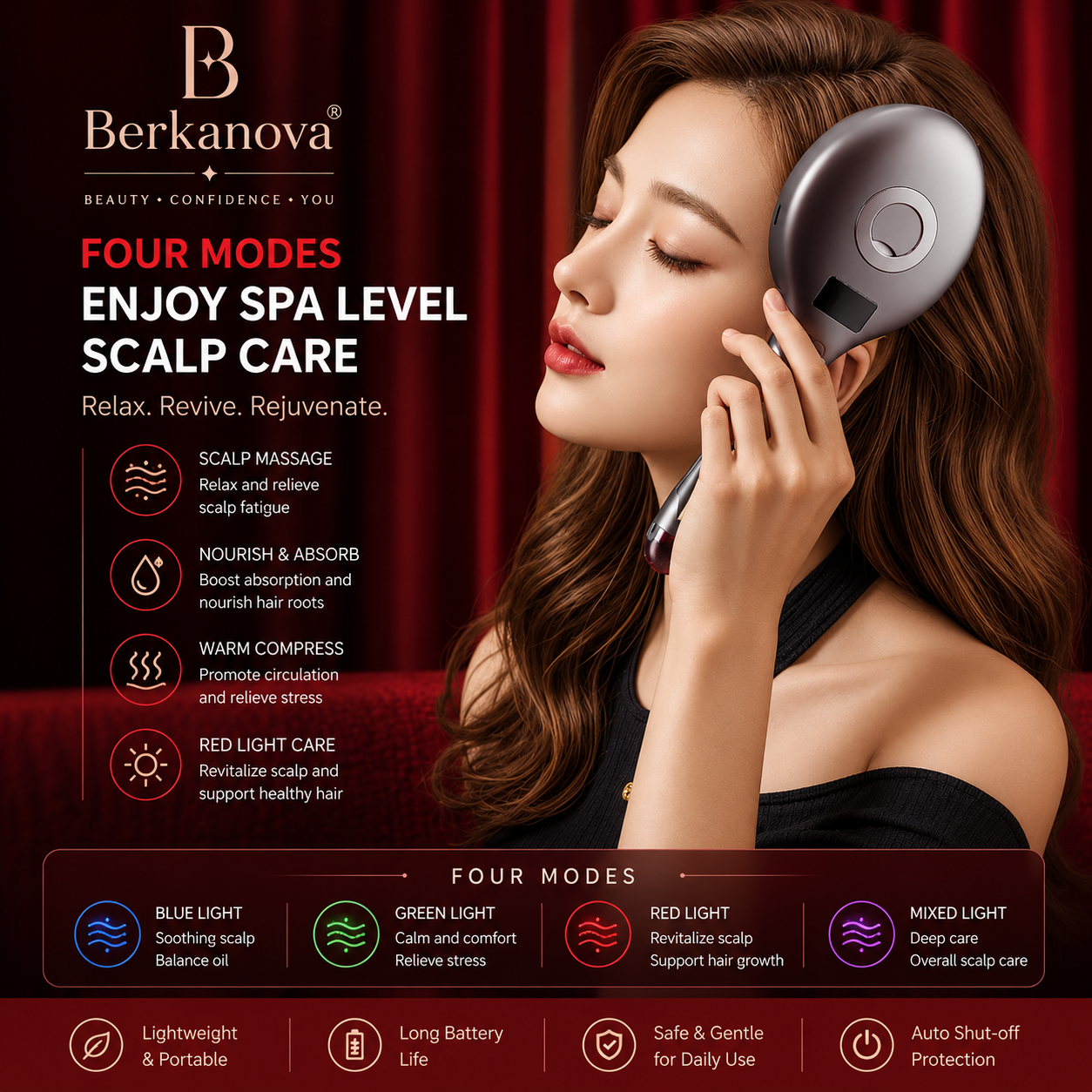 Red Light Therapy Hair Growth Comb with Vibration Massage