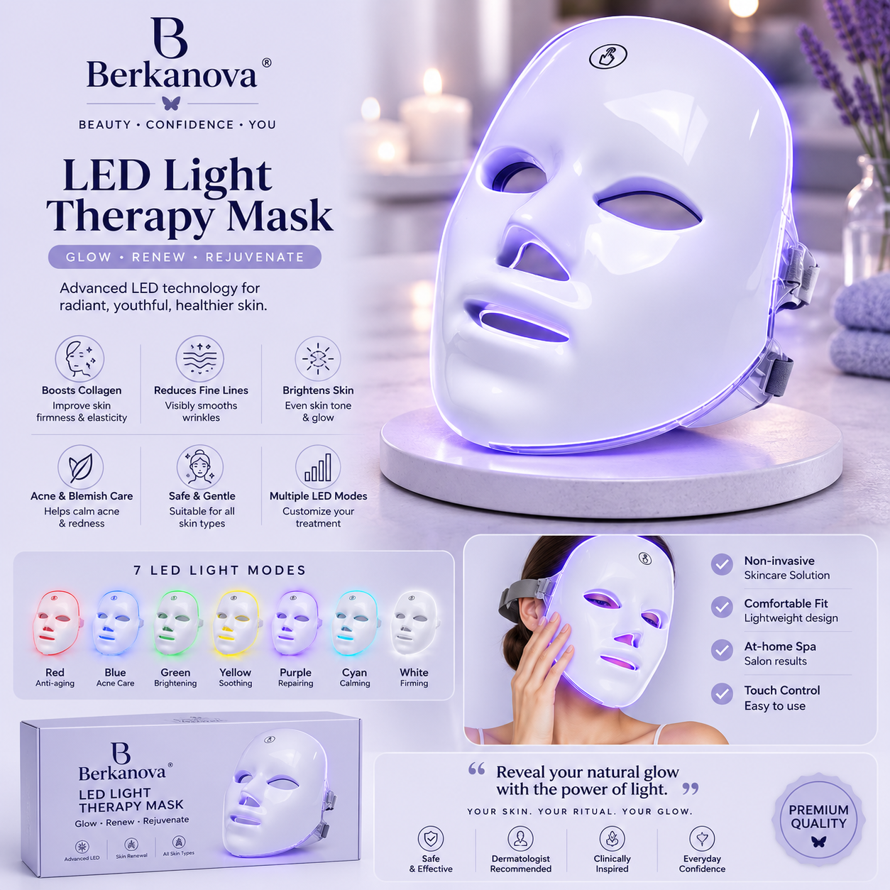7 Color LED Light Therapy Face Mask with Photon Skin Rejuvenation