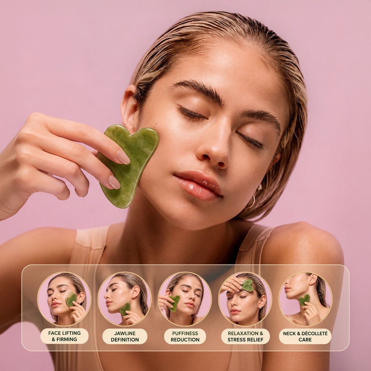 Jade Gua Sha Facial Massage Tool for Face & Body