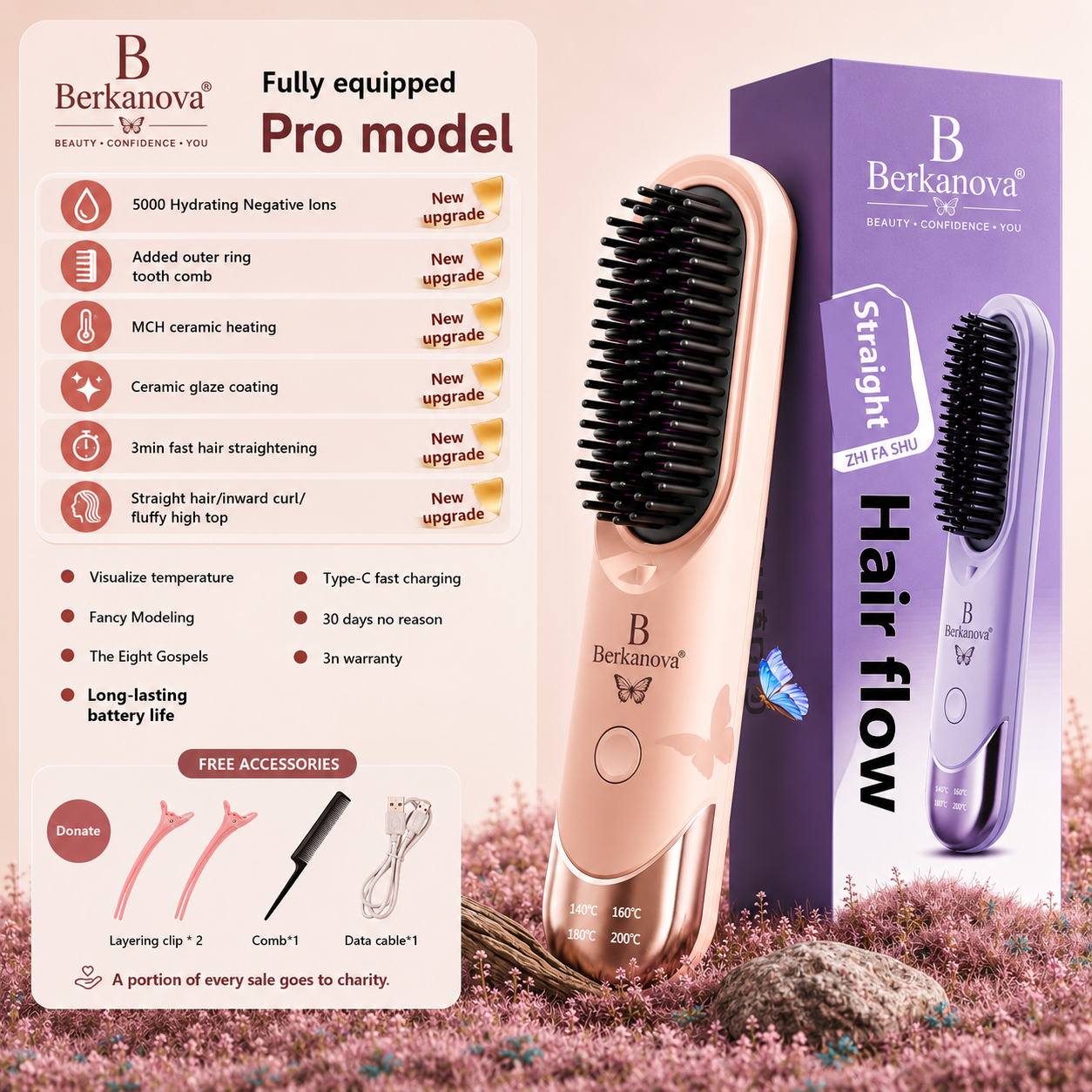 Portable Ionic Hair Care Comb for Smooth Hair