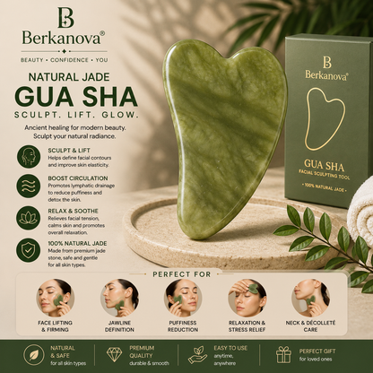 Jade Gua Sha Facial Massage Tool for Lymphatic Drainage