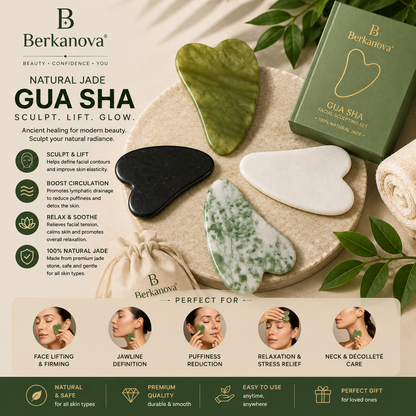 Jade Gua Sha Facial Massage Tool for Face and Body