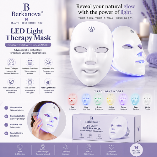 Professional 7 Color LED Light Therapy Face Mask for Facial Care