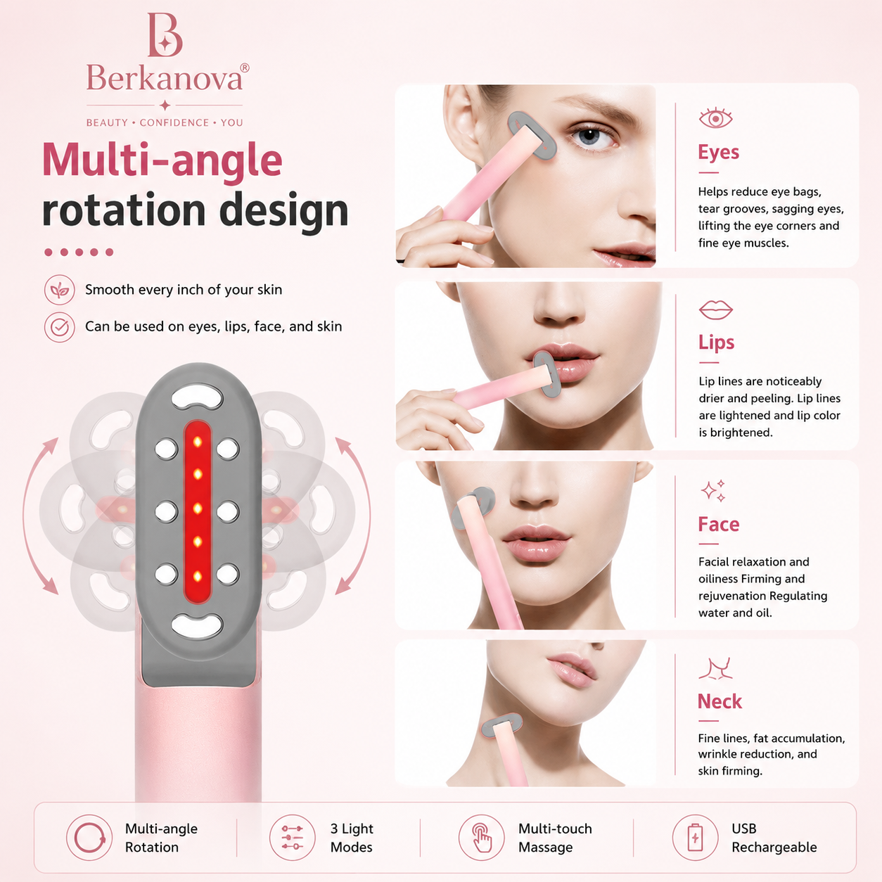 Microcurrent Eye Massager with Heat and 360° Vibration