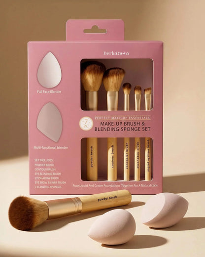 Makeup Brush and Sponge Set 7 Piece Beauty Kit